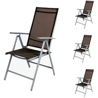 Mojawo 4er Set Garten Klappstuhl Aluminium - Textilen Silbergrau/Schokobraun