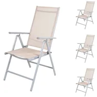 Mojawo 4er Set Garten Klappstuhl Aluminium - Textilen Silbergrau/Beige