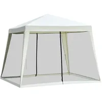 Outsunny Gartenpavillon Pavillon Partyzelt mit Moskitonetz Cremeweiß 3 x