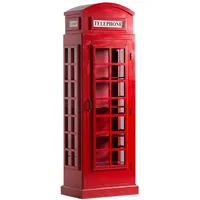 Woodkings Vitrine Telefonzelle britisch I Holz Rot I Glasschrank