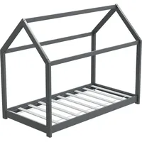 Hago HAGO24 Kinderbett 80x160cm Grau Kinderhaus Bett Kiefernholz Hausoptik