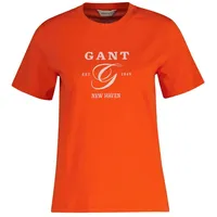 GANT T-Shirt mit Label-Print, Koralle, S