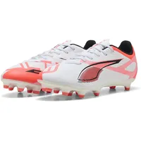 Puma Ultra 5 Play FG/AG Fussballschuh, White Black-Glowing RED,