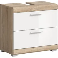 Xonox.home Waschbeckenunterschrank Badunterschrank Badezimmerschrank in weiß Hochglanz und Sonoma