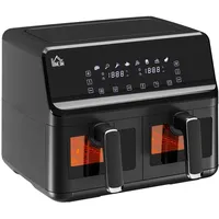 Homcom Dual Zone Heißluftfritteuse 8 L Airfryer 2 Kammern