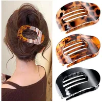 Luxuskollektion Haarklammer Damen Leopardmuster Flat Claw Clip 3 Stück
