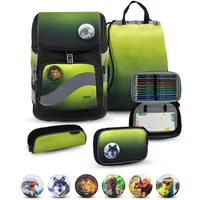 Belmil Smarty Plus Premium Schulranzen Set 5-teilig "Black Green"