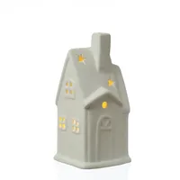 MARELIDA Teelichthalter Haus Porzellan Windlicht Lichterhaus Teelichthaus weiß