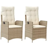 VidaXL Gartensessel mit Kissen 2 Stk. Verstellbar Beige Poly