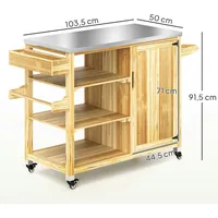Outsunny - Grillwagen 6-Etagen Servierwagen mit Arbeitsfläche Handtuchregal, BBQ