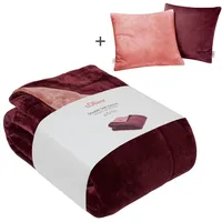 S.Oliver Wohndecke S.OLIVER "Doublesoft, Kuscheldecke, Deal, Kissen geschenkt", rot