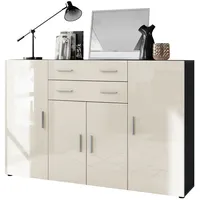 Vladon Highboard, Creme, Holzwerkstoff, 166.5x106.5x35 cm, Wohnzimmer, Kommoden &