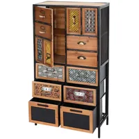 MCW Apothekerkommode MCW-L38, Schubladenschrank Kommode Regal Schubladen, Metall Tanne