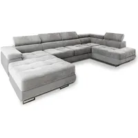 Masseno Wohnlandschaft mit Schlaffunktion U-Form, Sofa mit Bettkasten, Wohnzimmersofa,