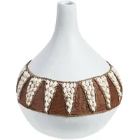 Beliani Dekovase, SIMPANG Keramik 33 cm, Weiß,
