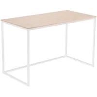 SKRAUT HOME Schreibtisch, Arbeitstisch, 120x60x75cm,Farbe Eiche, Weiße Metallbeine, Wohnzimmer,