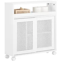 SoBuy Toilettenschrank Mit Toilettenpapierhalter Und 1 Tür Weiß 65x20x70cm