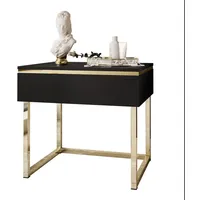 Lookway Nachttisch, Schwarz, Holzwerkstoff, Uni, 1 Schubladen, Rechteckig, 48x45x38