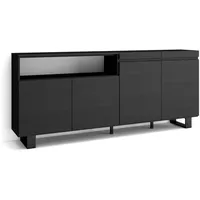 SKRAUT HOME Sideboard, Schwarz, Holzwerkstoff, Rechteckig, 200x87x35 cm, Wohnzimmer,
