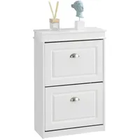 SoBuy Schuhschrank, Weiß, Holzwerkstoff, 53x82x24 cm, FSC 100%, Garderobe,