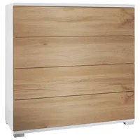 Vladon Kommode Pavos V3 (Sideboard, mit 4 Schubladen), Weiß