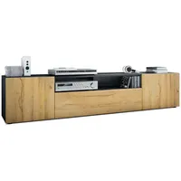 Vladon Lowboard, Eiche, Holzwerkstoff, 181x39x35 cm, Wohnzimmer, Wohnwände, Lowboards,