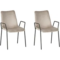 Beliani Esszimmerstuhl Samtstoff taupe