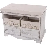 MCW Sitzbank 2 Körbe Shabby-Look Weiß 62 x 42