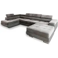 Masseno Wohnlandschaft mit Schlaffunktion Casone , grau , Maße