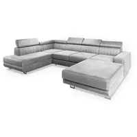 Masseno Wohnlandschaft mit Schlaffunktion U-Form, Sofa mit Bettkasten, Wohnzimmersofa,