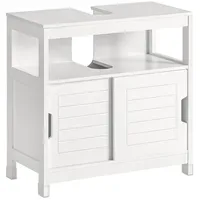 SoBuy Waschbeckenunterschrank mit 2 Türen Weiß 30x60x61cm Modern