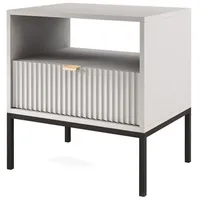 Feldmann-Wohnen Nachtkonsole, Grau, Holz, 1 Fächer, 1 Schubladen, Rechteckig,