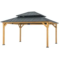 Sunjoy Zedernholz Gazebo 3,9 x 4,5 m Dunkelgrau