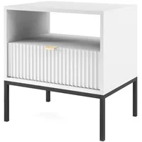 Feldmann-Wohnen Nachtkonsole, Weiß, Holz, 1 Fächer, 1 Schubladen, Rechteckig,