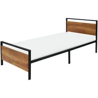 ML-Design Metallbett Schwarz-Braun 90x200 cm mit Matratze H10 cm