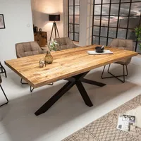 Riess-Ambiente Massiver Industrial Esstisch GALAXIE 180cm Mangoholz sternenförmiges Gestell