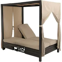 Mendler Aluminium Lounge-Gartenliege HWC-O18, XL Sonnenliege Bali-Liege Daybed, 10cm-Polster