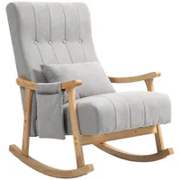 Homcom Schaukelstuhl, weicher gepolsterter Relaxsessel mit Leinenoptik und Holzrahmen,