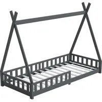 Hago HAGO24 Kinderbett 200x90cm Grau Tipi Bettgestell Holzhaus Zeltoptik