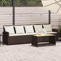 VidaXL Gartensofa 5-Sitzer mit Kissen Braun Poly Rattan