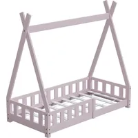 Hago HAGO24 Kinderbett 160x80cm Rosa Tipi Bettgestell Holzhaus Zeltoptik