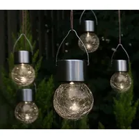 Fachhandel Plus LED Hänge-Solarleuchten 5 Stück Kristallglas Solarlampen hängend