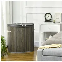 Homcom Bambus Wäschekorb mit Deckel 100L Wäschesammler mit Griffen,