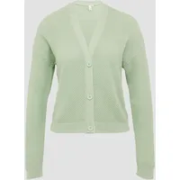 QS Strickjacke mit Strukturmuster und Knöpfen, Damen, grün, XXL