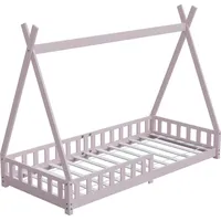 Hago HAGO24 Kinderbett 200x90cm Rosa Tipi Bettgestell Holzhaus Zeltoptik