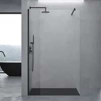 Doporro Luxus Duschwand für Dusche Duschabtrennung 50x200cm Schwarz Walk-In