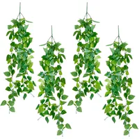 Relaxdays Efeutute künstlich, 4 Kunstpflanzen hängend, Plastikpflanzen, 100 cm