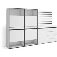 SKRAUT HOME Schuhschrank, Weiß, Holzwerkstoff, 4 Schubladen, Rechteckig, 227x145x35
