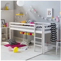Homestyle4u Kinderbett 90x200 mit Latterost und Matratze in Weiß