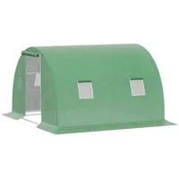 Outsunny Foliengewächshaus Polytunnel 3x3m, begehbar mit 4 Fenstern, Frostschutz